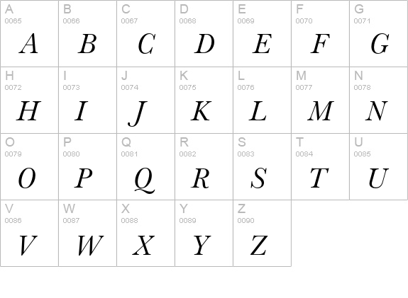 Baskerville No.2 Italic uppercase A-Z preview