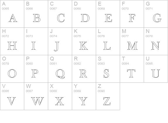 Baskerville Old Face D Ou1 uppercase A-Z preview