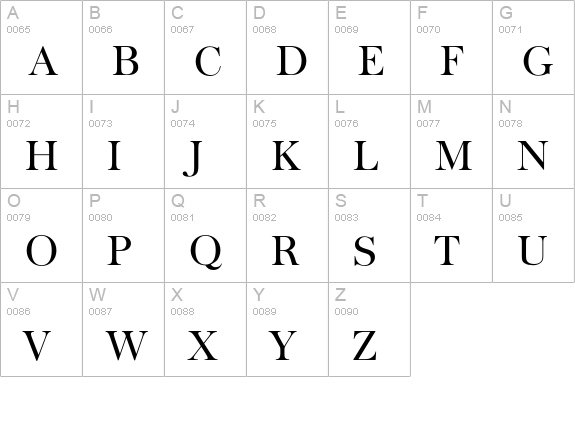 Baskerville-Regular uppercase A-Z preview