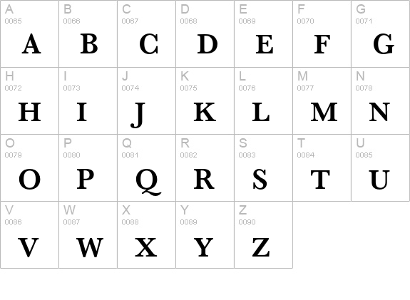 Baskerville Semi Bold uppercase A-Z preview
