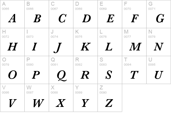 Baskerville Semi Bold Italic uppercase A-Z preview