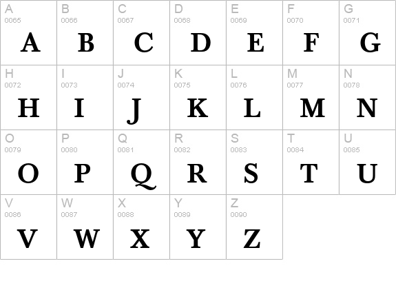 Baskerville T Medium uppercase A-Z preview
