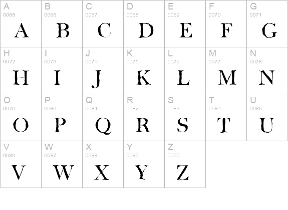BaskervilleAntique-Regular uppercase A-Z preview