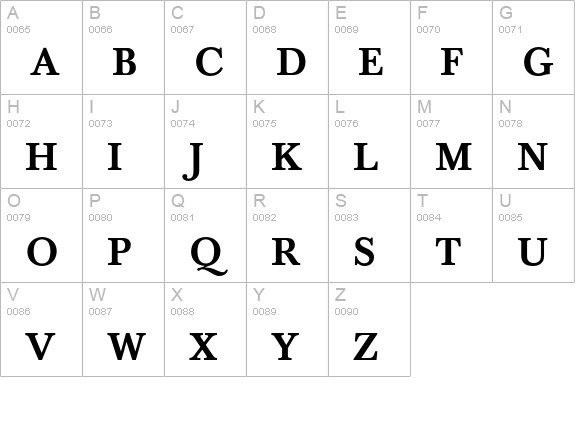 BaskervilleEF-Medium uppercase A-Z preview