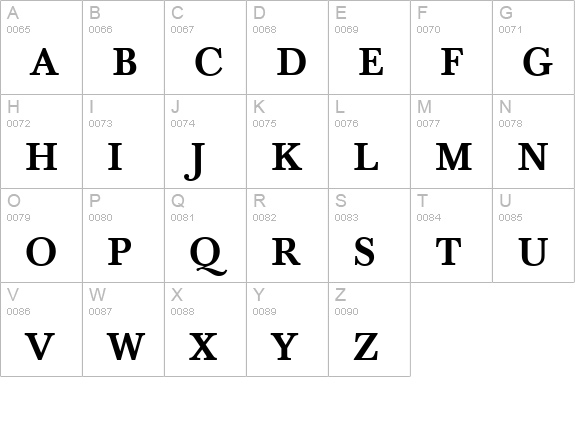 BaskervilleTMed uppercase A-Z preview