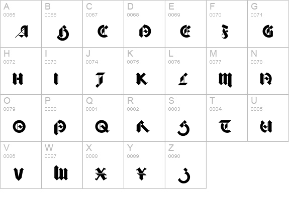 Bastard uppercase A-Z preview