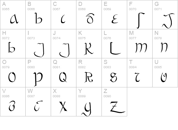 Bastarda uppercase A-Z preview