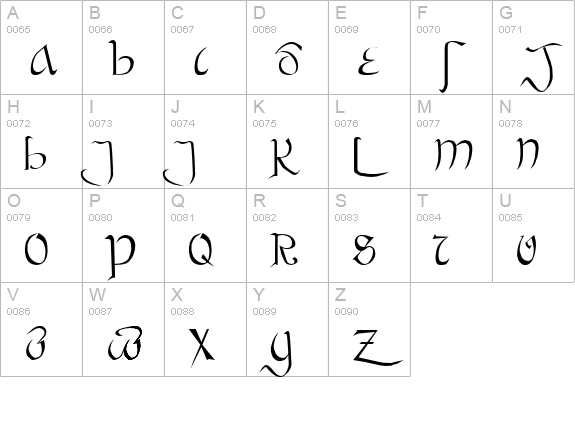 Bastarda Plain: uppercase A-Z preview