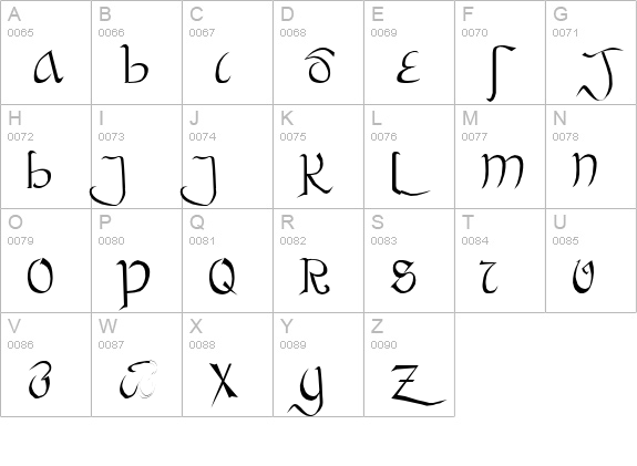 Bastarda Regular uppercase A-Z preview