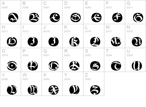 BastardaButtonsBeta uppercase A-Z preview
