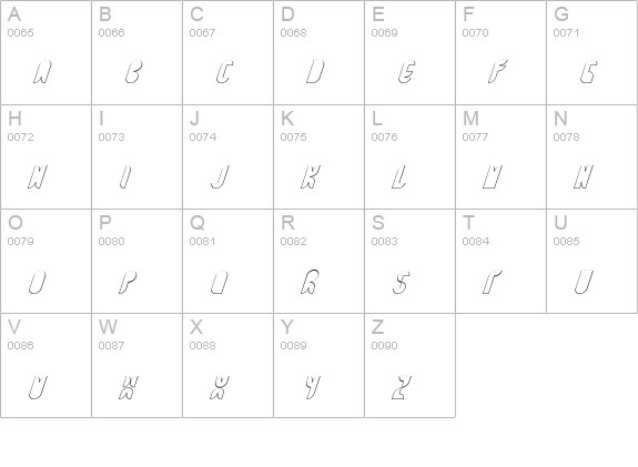 Bath BlackItalicOutline uppercase A-Z preview