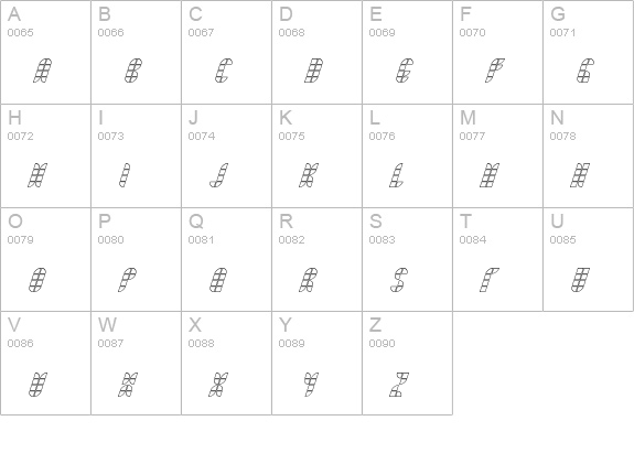 Bath NormalItalicOutline uppercase A-Z preview