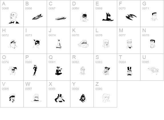 BatMan uppercase A-Z preview