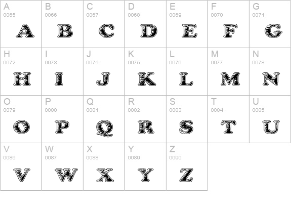 Battered Cooper uppercase A-Z preview