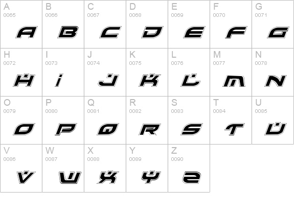 Battlefield Pro Italic uppercase A-Z preview