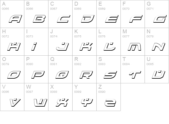 Battlefield Shadow Italic uppercase A-Z preview