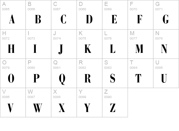 Bauer Bodoni Bold Condensed uppercase A-Z preview