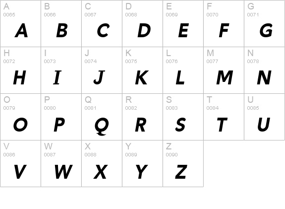 BawdyBoldItalic uppercase A-Z preview