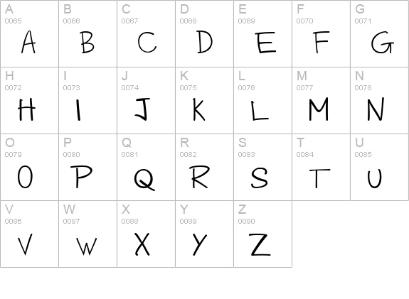 Bayao Hand Normal uppercase A-Z preview