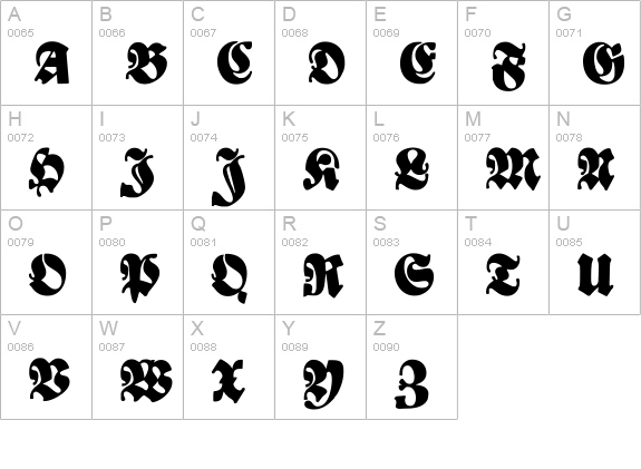 Bayreuth uppercase A-Z preview