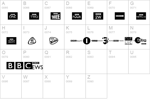 BBC TV Channel Logos uppercase A-Z preview