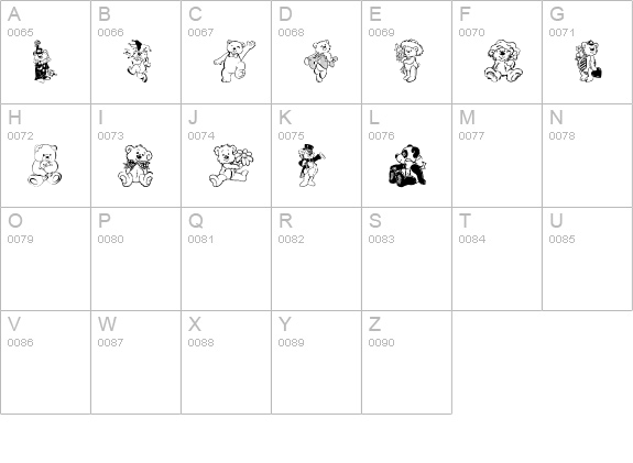 BearBats uppercase A-Z preview