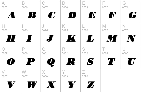 Beau BoldItalic uppercase A-Z preview