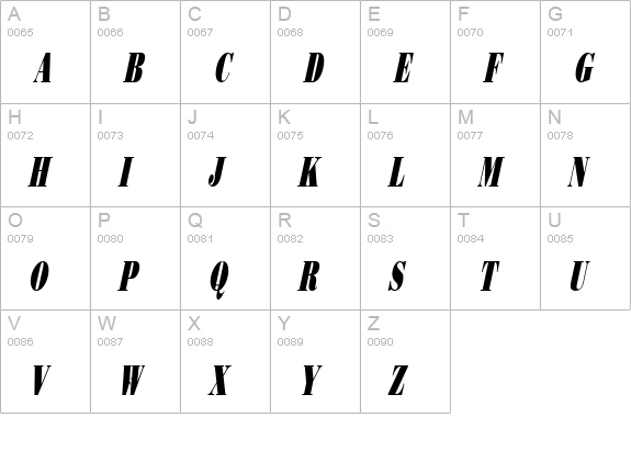 Beau Thin Italic uppercase A-Z preview