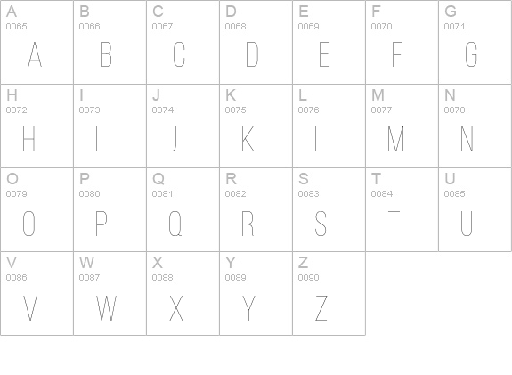 Bebas Neue Thin uppercase A-Z preview