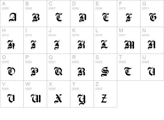 Beckett-Kanzlei uppercase A-Z preview