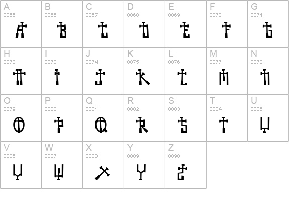 BECROSS uppercase A-Z preview