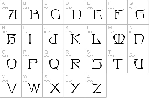 Bedegraineâ„¢ uppercase A-Z preview