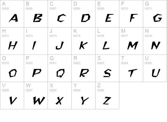 BedrockWide Italic uppercase A-Z preview