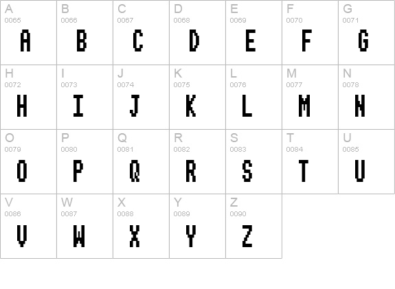 Beeb Mode Zero uppercase A-Z preview