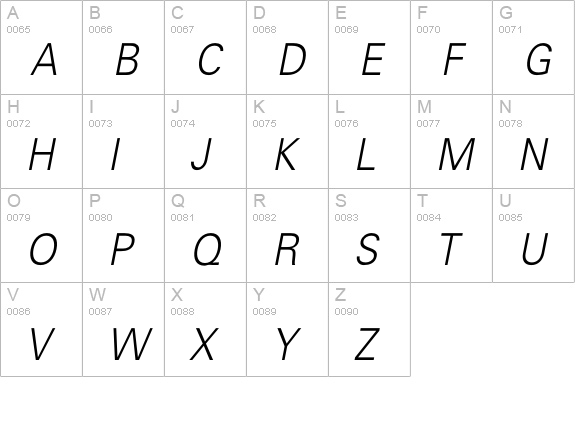 Beetham-LightOblique uppercase A-Z preview
