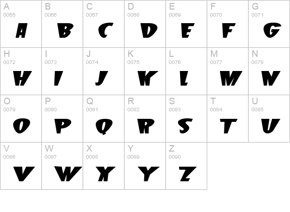 BeetleJ uppercase A-Z preview