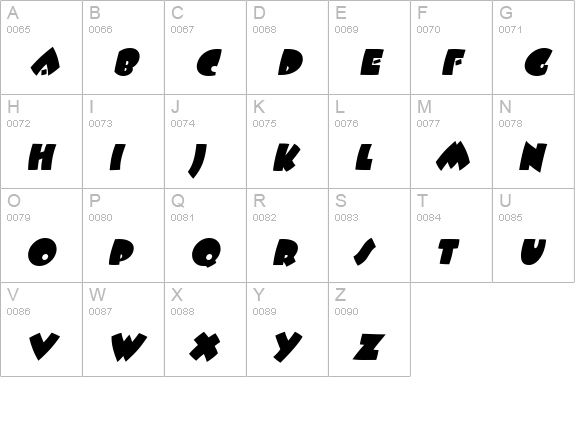 Beetlejuice Italic uppercase A-Z preview