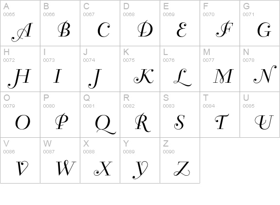 Bellevue BQ uppercase A-Z preview