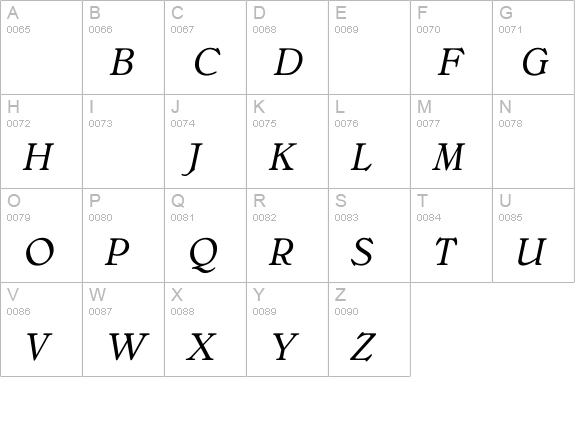 BelliniOriginalItalic uppercase A-Z preview