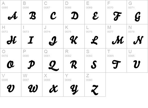 Bello Script uppercase A-Z preview