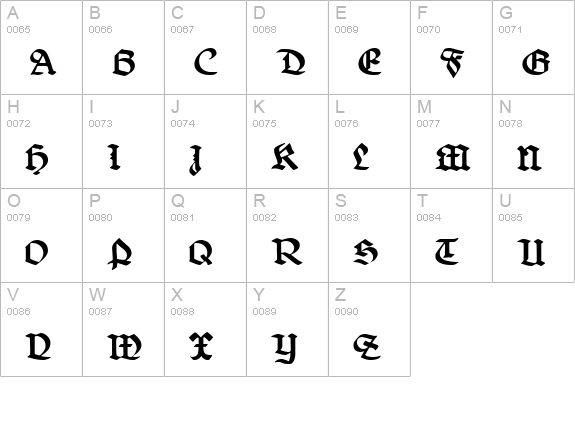 Belwe Gotisch uppercase A-Z preview