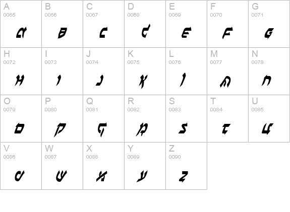 Ben-Zion Condensed Italic uppercase A-Z preview