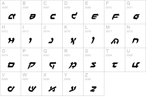 Ben-Zion Expanded Italic uppercase A-Z preview
