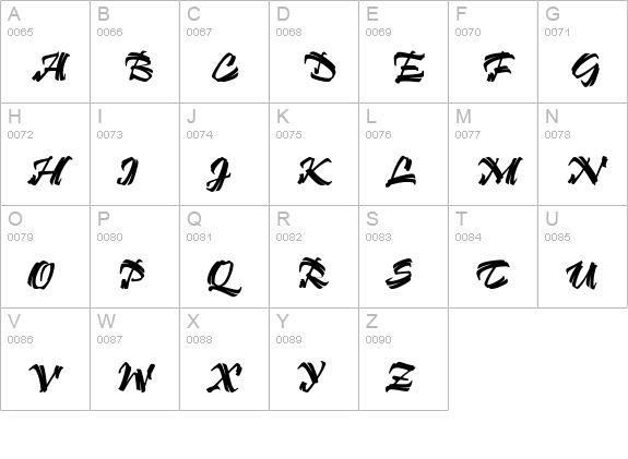 Bendigo Plain uppercase A-Z preview