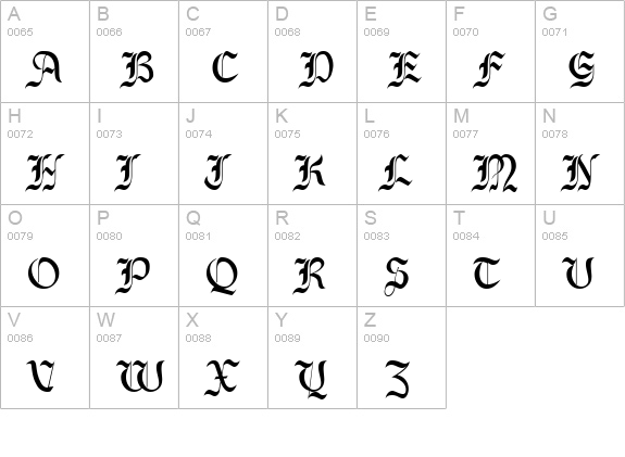 BeneCryptine uppercase A-Z preview