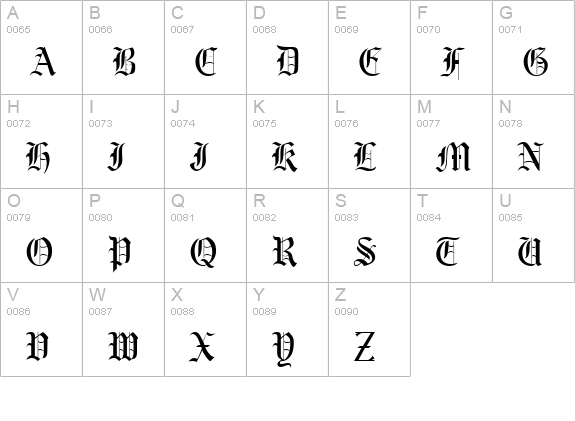 BeneScriptine uppercase A-Z preview