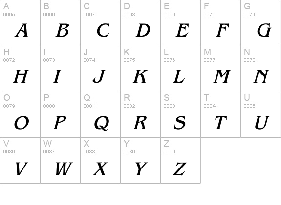 Benguiat Italic uppercase A-Z preview
