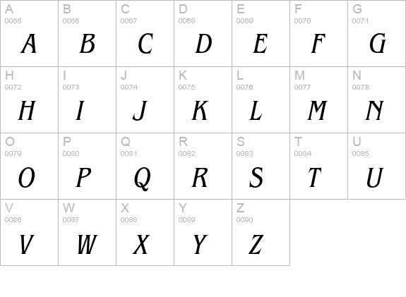 BenguiatEF-BookCondensedIta uppercase A-Z preview