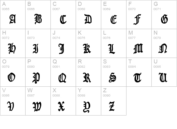 Benighted uppercase A-Z preview