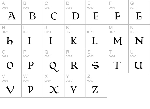 Beowulf1 uppercase A-Z preview